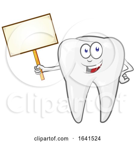 Cartoon Tooth Character Holding a Sign Board by Domenico Condello