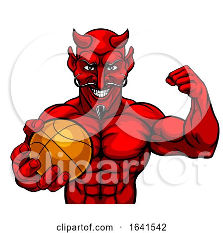 Devil Basketball Sports Mascot Holding Ball by AtStockIllustration