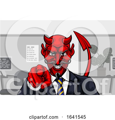 Devil Evil Businessman in Suit Pointing by AtStockIllustration