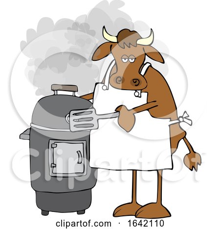 Cartoon Cow by a Smoker by djart