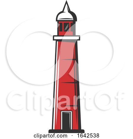 Red and White Lighthouse by Vector Tradition SM