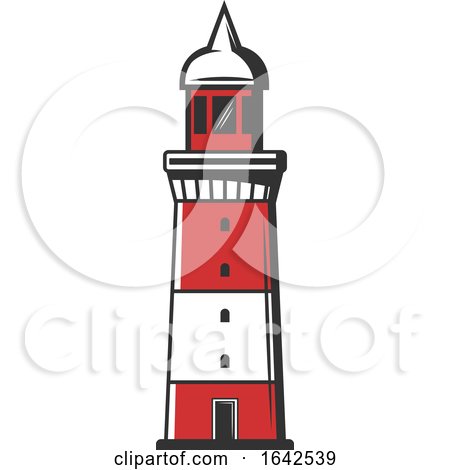 Red and White Lighthouse by Vector Tradition SM
