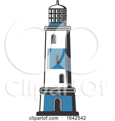 Blue and White Lighthouse by Vector Tradition SM