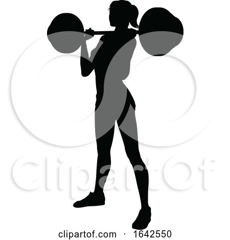 Gym Woman Silhouette Barbell Weights by AtStockIllustration