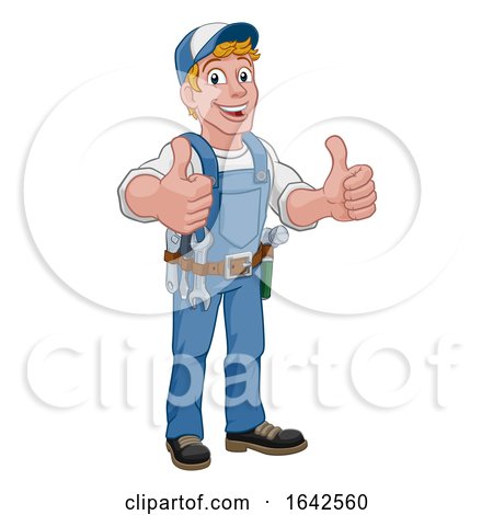 Handyman Cartoon Caretaker Construction Man by AtStockIllustration