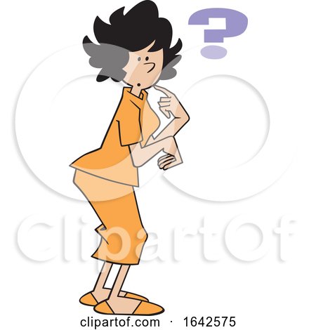 Cartoon Forgetful Hispanic Woman with a Question Mark by Johnny Sajem