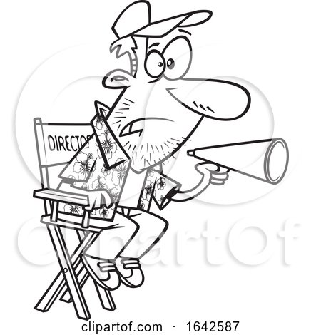 Cartoon Lineart Male Film Director Using a Bullhorn by toonaday