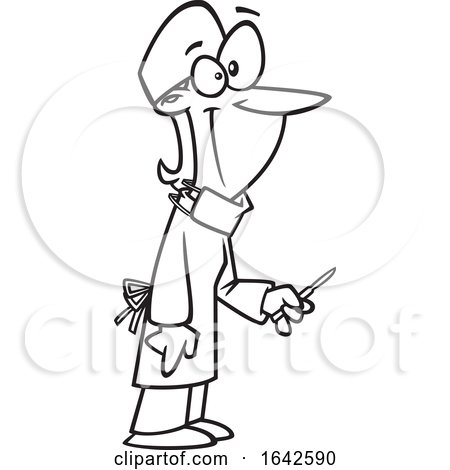 Cartoon Lineart Female Surgeon by toonaday