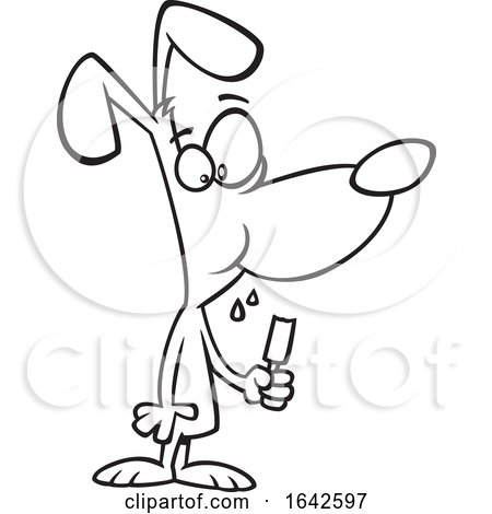 Cartoon Lineart Dog Eating a Popsicle by toonaday
