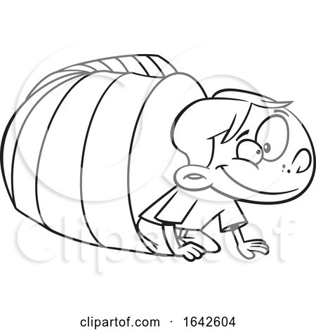 Cartoon Lineart Boy Crawling from a Tunnel by toonaday