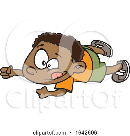 Cartoon Black Boy Doing an Army Crawl by toonaday
