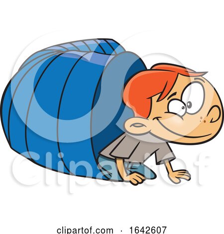 Cartoon White Boy Crawling from a Tunnel by toonaday