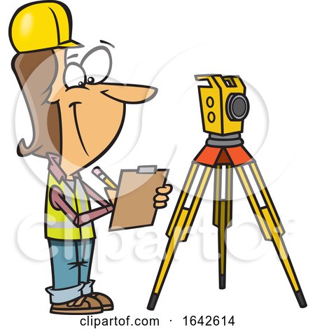 Cartoon White Female Surveyor Taking Notes by toonaday