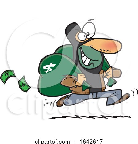 Cartoon Robber Running After a Bank Heist by toonaday