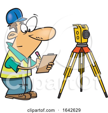 Cartoon White Male Surveyor Taking Notes by toonaday