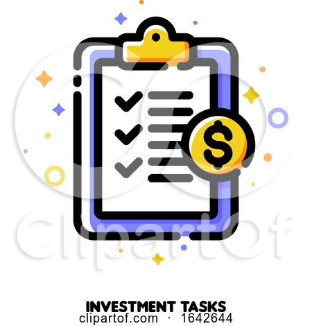 Icon of Clipboard with Checklist and Checkmarks for Capital Investment Tasks Concept by elena