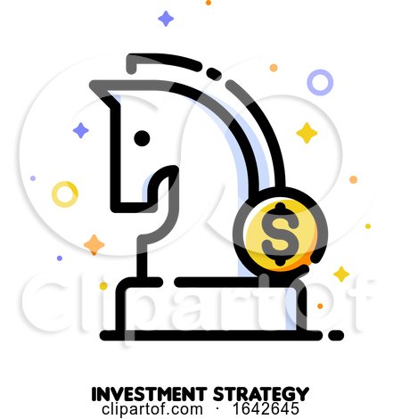Icon of Knight Chess Piece and Dollar Sign for Investment Strategy Concept by elena