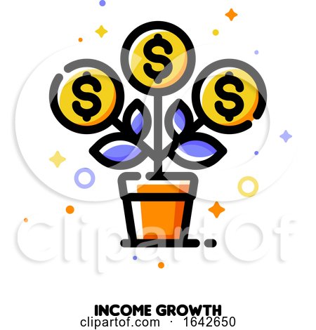 Icon of Flourishing Money Tree with Dollar Signs for Financial Value Steady Growth or Revenue Increase Concept by elena