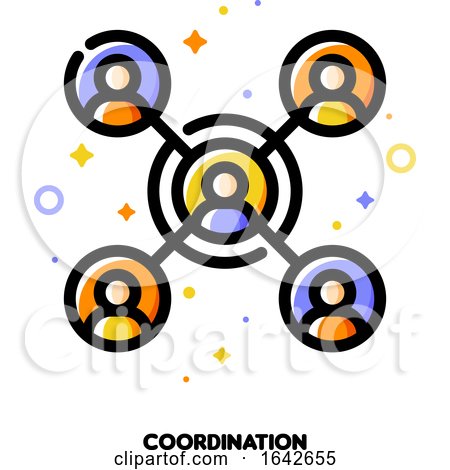 Team Coordination Icon for Concept of Participation in a Group. Flat Filled Outline Style by elena