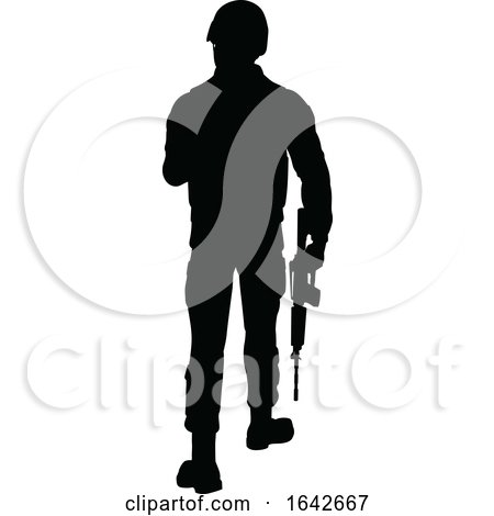 Silhouette Soldier by AtStockIllustration