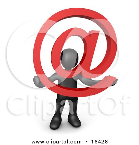 Black Person Holding A Red At Symbol With His Head Peeking Through The Center Clipart Illustration Graphic by 3poD