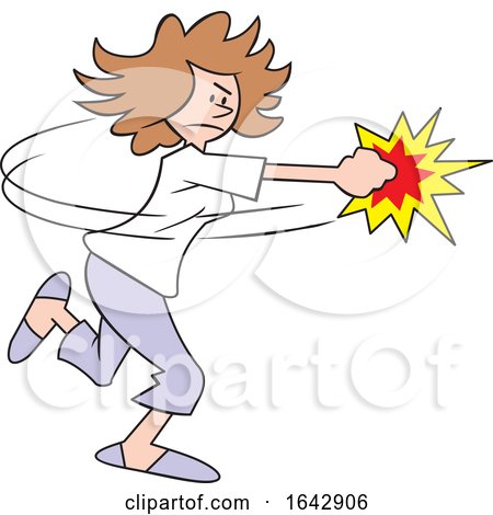 Cartoon White Woman Fighting Back by Johnny Sajem