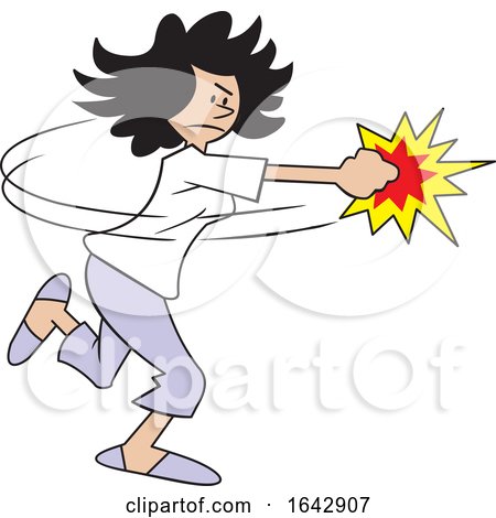 Cartoon Hispanic Woman Fighting Back by Johnny Sajem