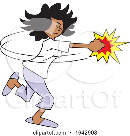 Cartoon Black Woman Fighting Back by Johnny Sajem