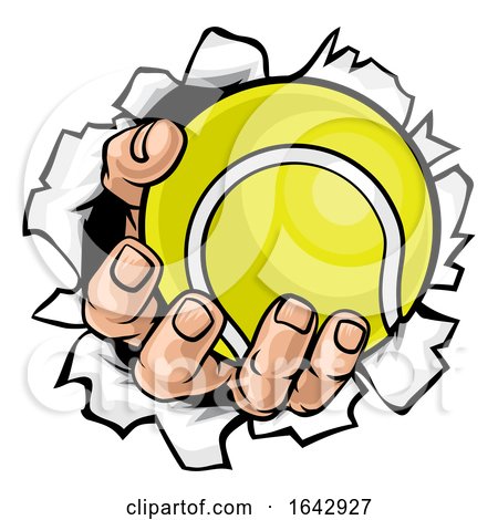 Tennis Ball Hand Tearing Background by AtStockIllustration