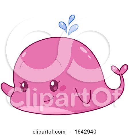 Cartoon Cute Pink Whale by yayayoyo