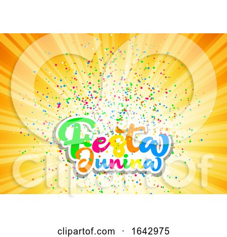 Festa Junina Background with Colourful Lettering and Confetti by KJ Pargeter