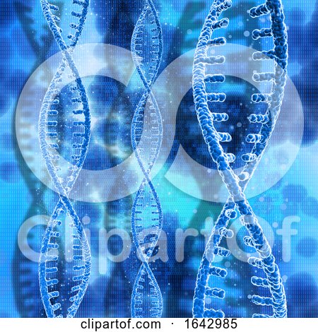 3D DNA Strands on a Binary Code Background by KJ Pargeter