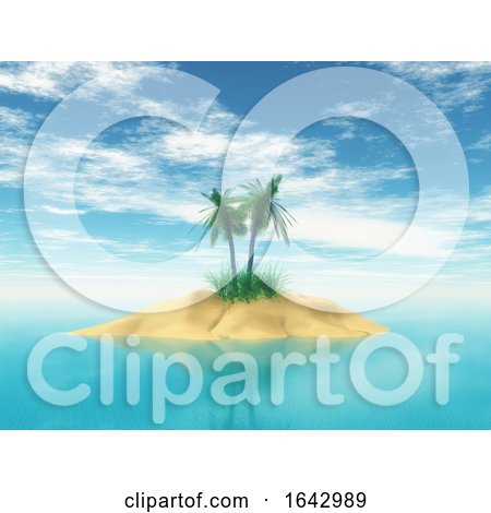 3D Tropical Island with Palm Trees by KJ Pargeter
