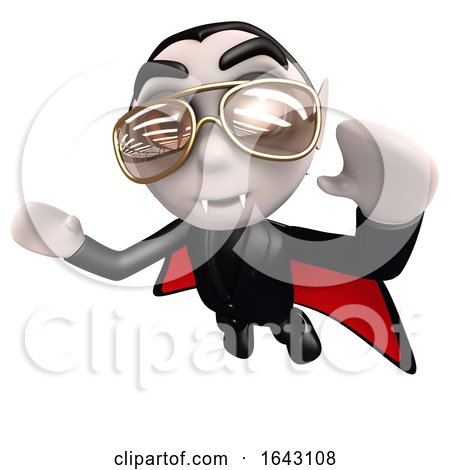 3d Funny Cartoon Vampire Dracula Character Holding a Movie Maker