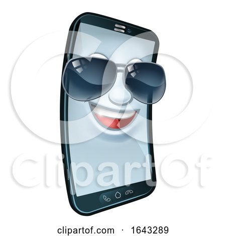 Mobile Phone Cool Shades Cartoon Mascot by AtStockIllustration