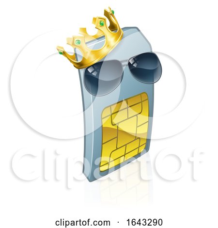 Sim Card Cool King Cool Mobile Phone Cartoon by AtStockIllustration