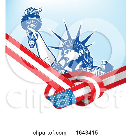 Statue of Liberty and Knotted American Flag Ribbon by Domenico Condello