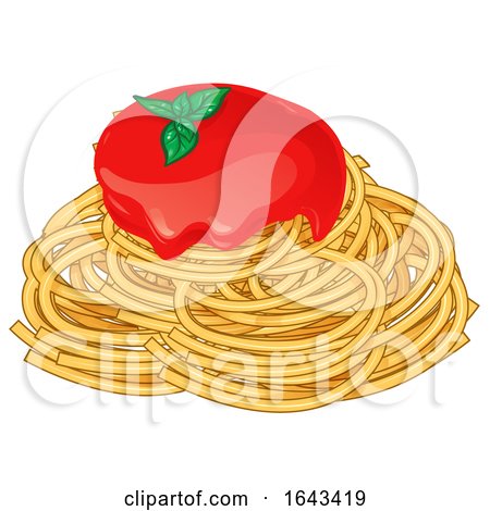 Spaghetti Noodles with Sauce and Basil by Domenico Condello