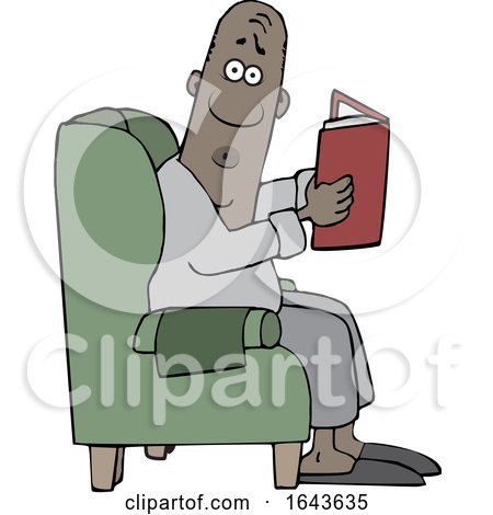 Cartoon Black Man Reading in a Chair by djart