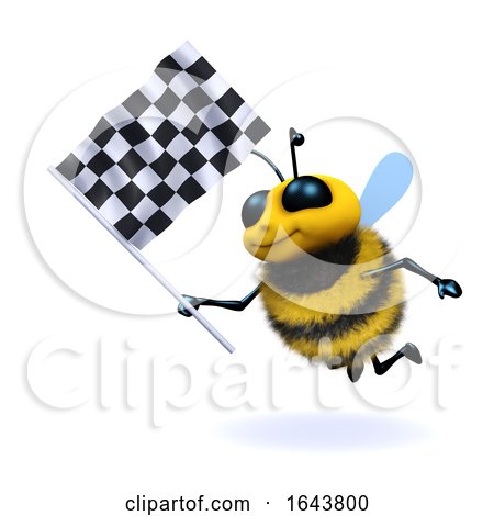 3d Honey Bee Waves the Checkered Flag by Steve Young