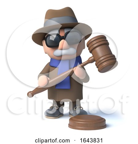 3d Cartoon Blind Man Has an Auctioneers Gavel in His Hand by Steve Young