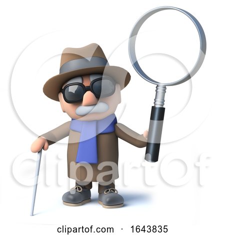 3d Blind Man Holding a Magnifying Glass by Steve Young