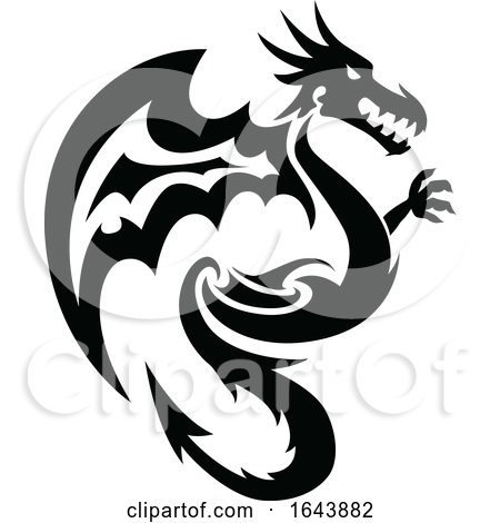 Black and White Dragon Tattoo Design by Morphart Creations