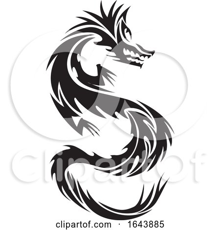 Black and White Dragon Tattoo Design by Morphart Creations