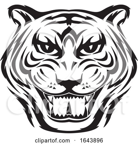 Black and White Tiger Face Tattoo Design Posters, Art Prints by ...