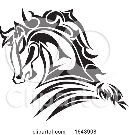 Black and White Horse Tattoo Design by Morphart Creations