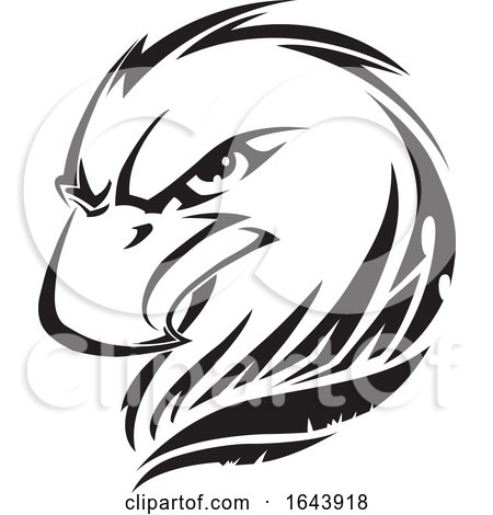 Black and White Eagle Face Tattoo Design by Morphart Creations