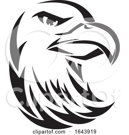 Black and White Eagle Face Tattoo Design by Morphart Creations