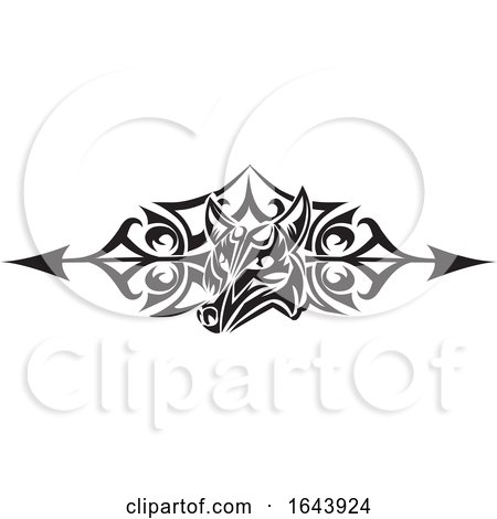 Black and White Wolf and Arrow Tribal Tattoo Design by Morphart Creations