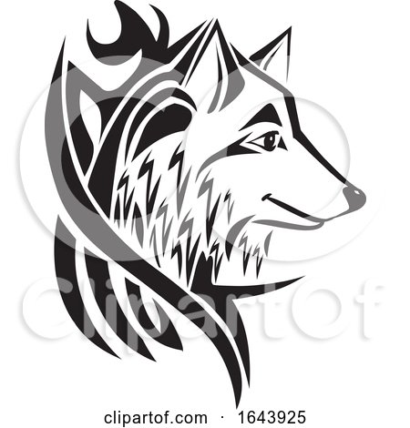 Black and White Wolf Tattoo Design by Morphart Creations
